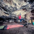 Heiko in the hardest move of a new project, Frankenjura, Germany